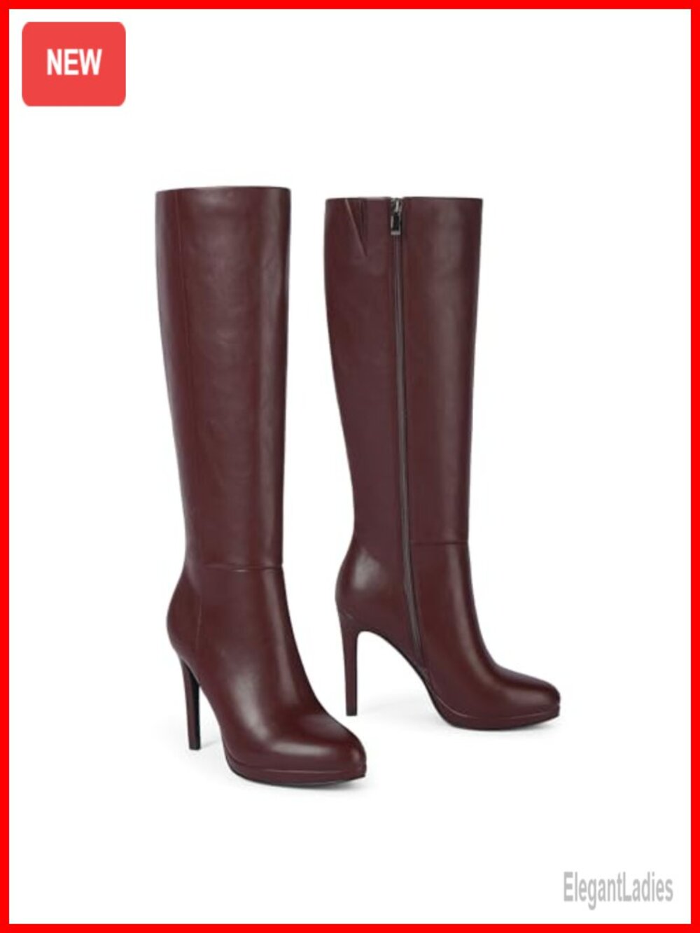 Knee High Boots Women Round Toe Stiletto Heel Faux Leather Tall Platforms - Picture 4 of 6